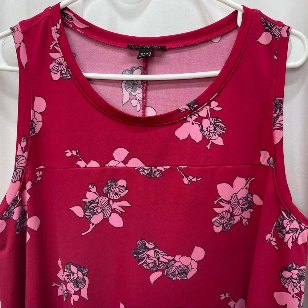 Lane Bryant womens 14/16 floral sleeveless blouse top shirt plus size pink boho